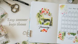 January Bullet Journal Setup ✨ Quick & Easy Summer Garden Theme