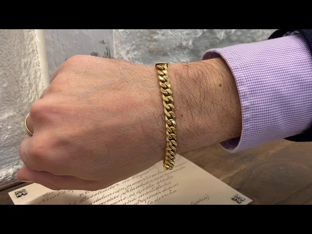 Vídeo relacionado con PROSTEEL Pulsera Oro para Hombre Mujer 23cm Largo Cadena Cubana Brazalete Dorado Metal 8mm Ancho