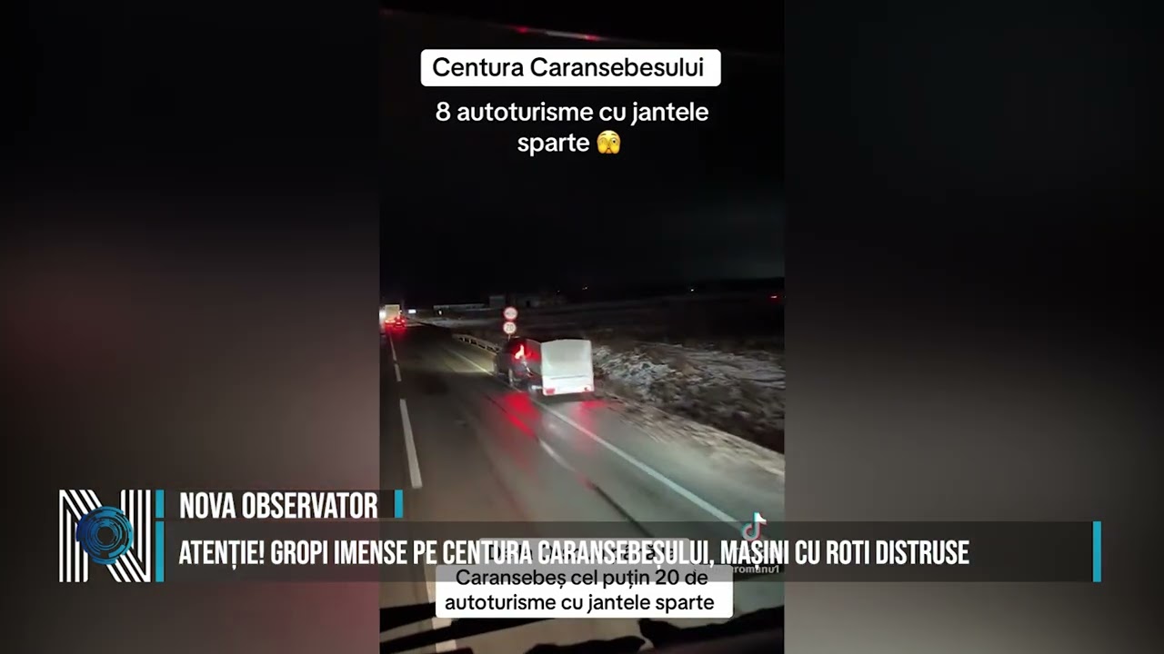 Atenție! Gropi imense pe centura Caransebeșului, mașini cu roti distruse