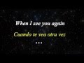 See You Again (LYRICS/SUBTITLE English-Spanish)