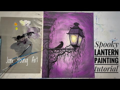 How To Paint SPOOKY LANTERN step by step painting tutorial Acrylic