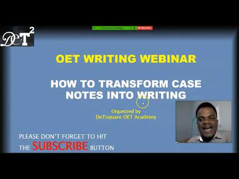 OET WRITING WEBINAR: Transforming case notes into sentences.