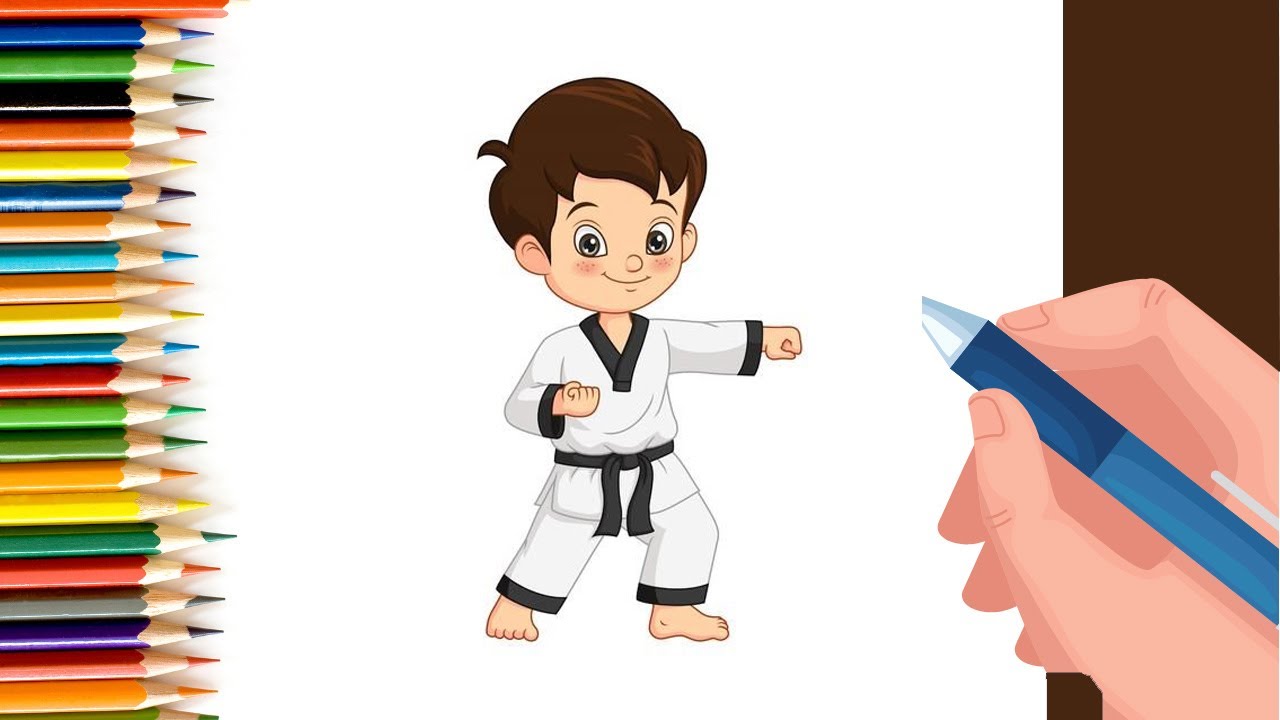 How to Draw easy KARATE KID step by step for Kids #shorts