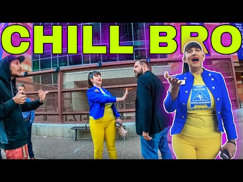 Man puts BANANA SUIT WOMAN in check