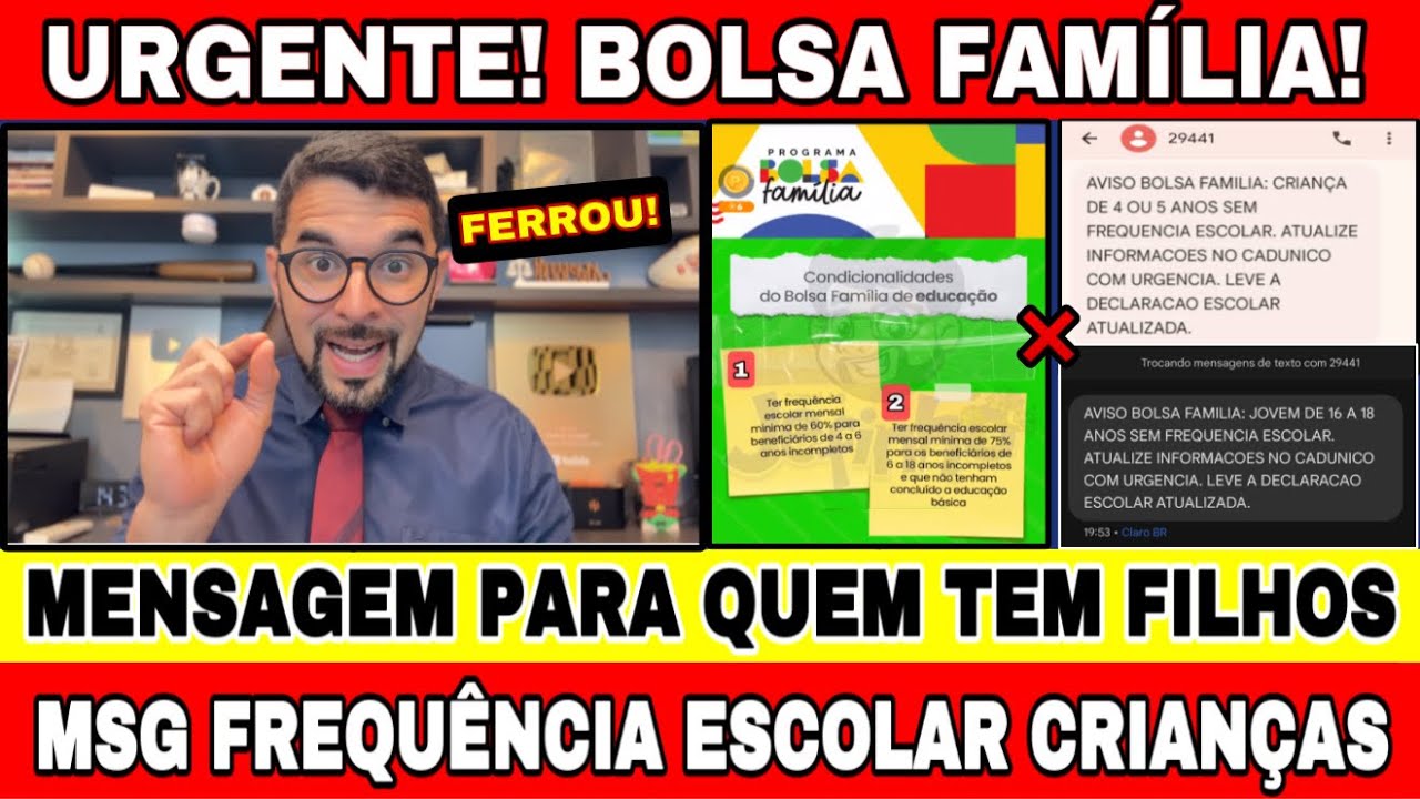 BOMBA! NOVA MENSAGEM DO BOLSA FAMÍLIA “CRIANÇA DE 4 OU 5 ANOS SEM FREQUÊNCIA ESCOLAR” E AGORA?