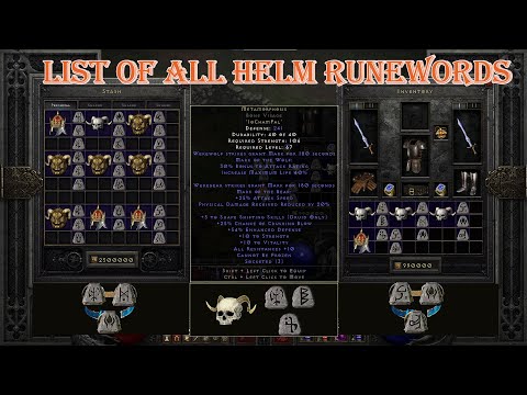 Diablo II Resurrected - List Of All Helm Runewords Low Level To Hight Level