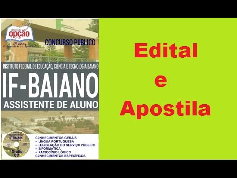 Edital Apostila Concurso IF Baiano  cargo assistente de alunos