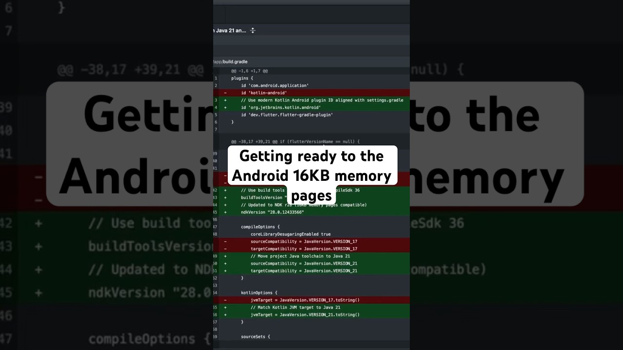 Flutter Android Update: 16KB Memory Pages + AGP 8.12 / Gradle 8.13 / Kotlin 2.1 #flutterdev #flutter