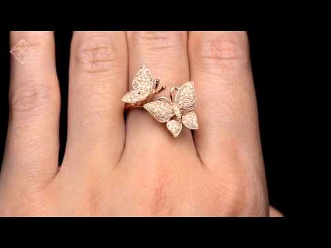 E5964 - Vivara Collection 0.46ct Diamond and 9K Rose Gold Butterfly Ring