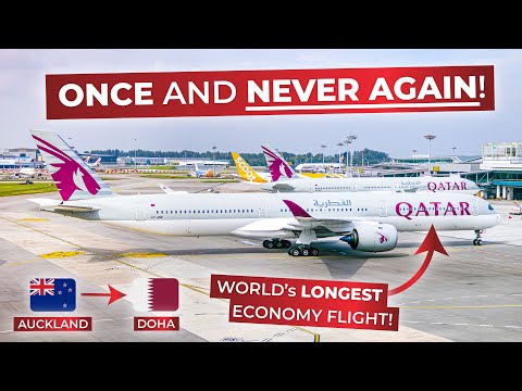 BRUTALLY HONEST | Economy on World's SECOND-LONGEST Flight: Qatar Airways A350-1000 Auckland to Doha