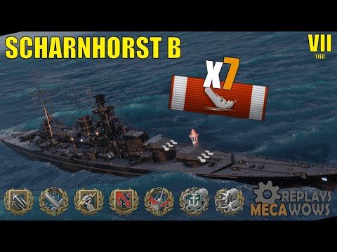 Scharnhorst B 7 Kills & 225k Damage | World of Warships Gameplay