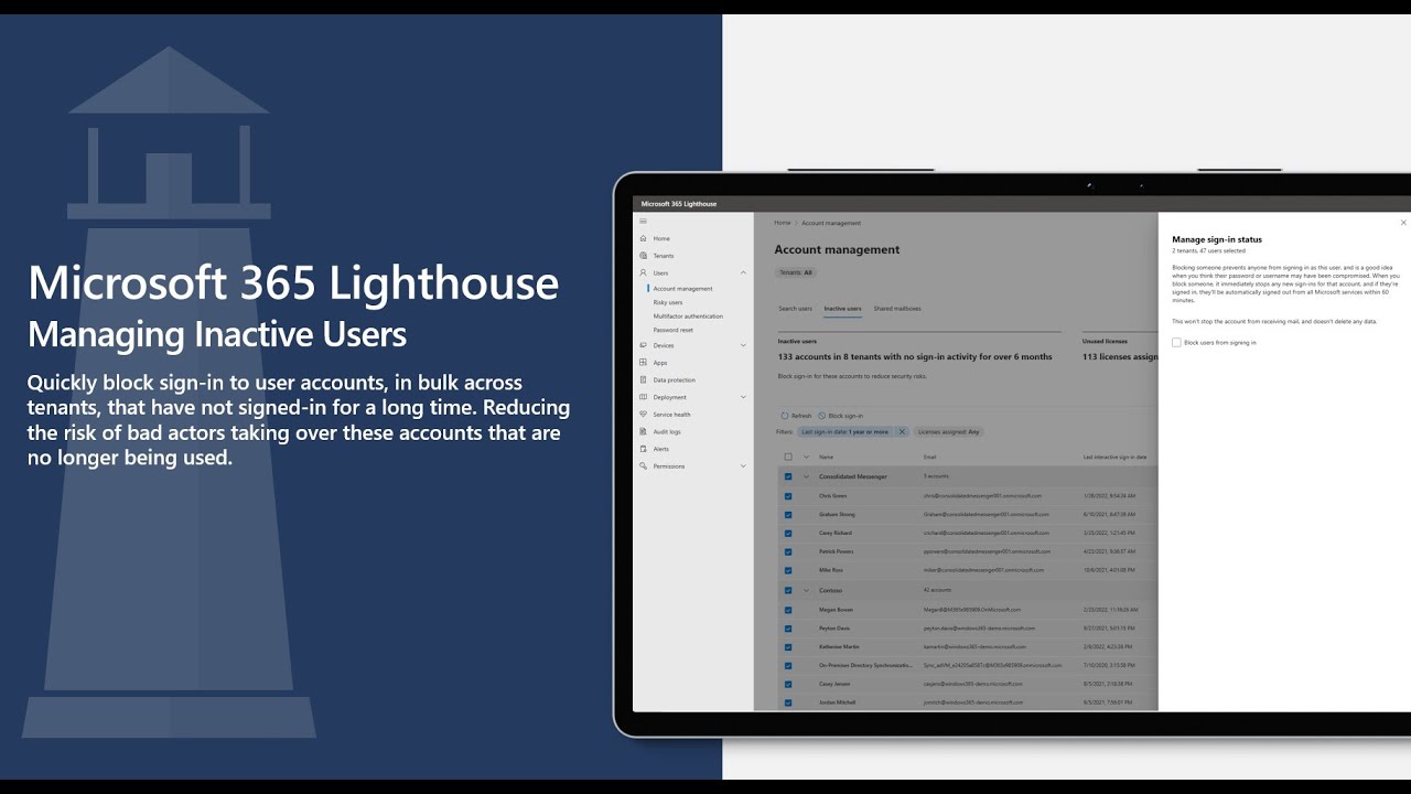 Microsoft 365 Lighthouse - Managing Inactive Users