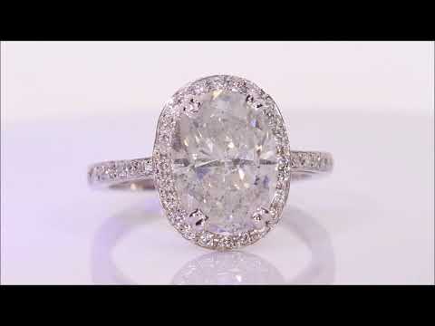 4.15 ctw Diamond Engagement Ring - Oval Cut F SI3 | BigDiamondsUSA