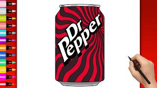 How to Draw Dr Pepper Can! Easy Step by Step Drawing