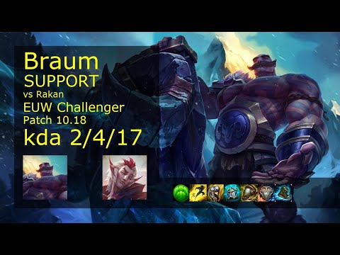 Braum Support & Caitlyn vs Rakan & Xayah - EUW Challenger 2/4/17 Patch 10.18 Gameplay
