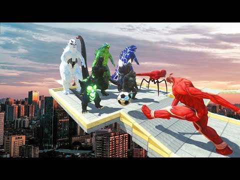 Colossal Titan Death Run vs All Godzilla x Kong x Kaiju Monster - Animal Revolt Battle Simulator