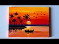 Sunset Painting | Sunset Landscape Painting | Acrylic Painting Tutorial