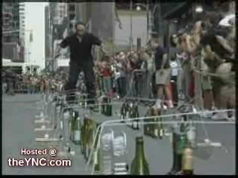 rollerblading and making music with bottles