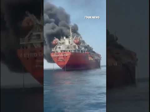 WATCH: Black smoke BILLOWS from tanker attacked in Strait of Hormuz #foxnews #news #shorts #hormuz