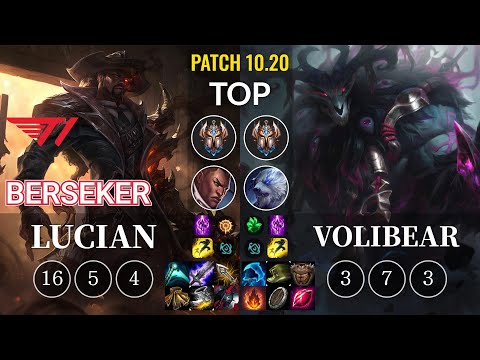 T1 Berseker Lucian vs Volibear Top - KR Patch 10.20