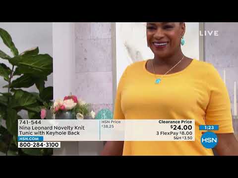 Nina Leonard Novelty Knit Tunic with Keyhole Back