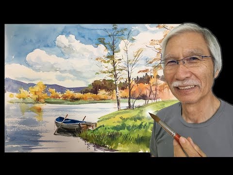 [ Eng sub ] How to draw Autumn Pond | Watercolor Tips 水彩画の基本〜秋の沼を描くコツ