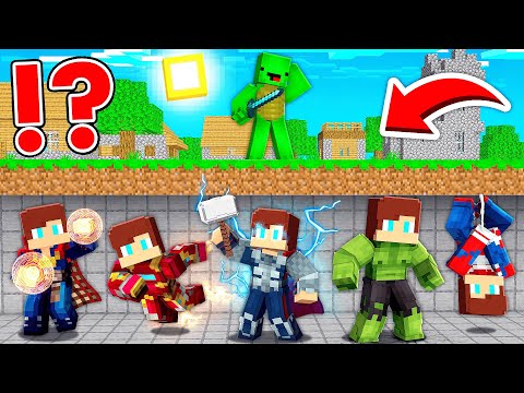 All Avengers Armor Speedrunner vs Hunter in Minecraft - Maizen JJ and Mikey