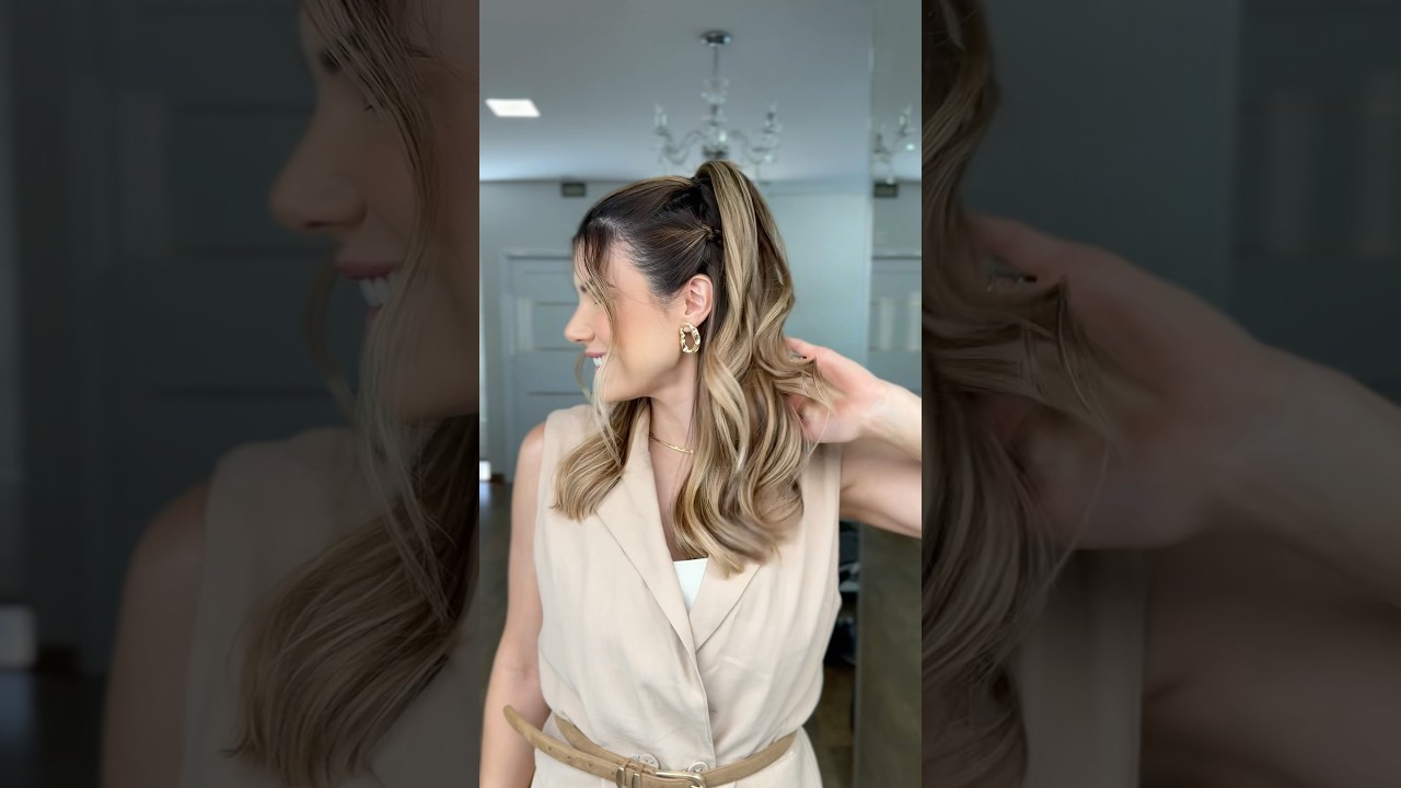 Penteado semi preso com trança #cabelo #penteados #penteado #penteadosimples #penteadosrapidos