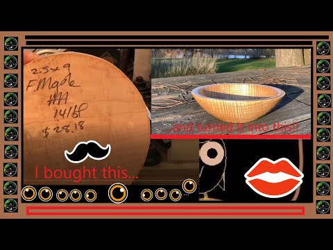 AAA FIGURED MAPLE BOWL BLANK TO AAAA BOWL -  SIMPLE YET ELEGANT WOODTURNING
