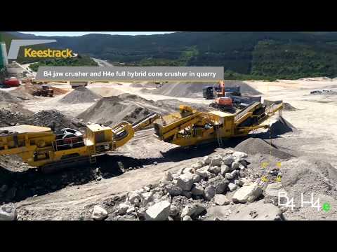 Keestrack B4 jaw crusher and H4e cone crusher in quarry Spain