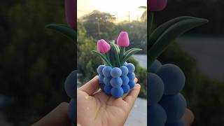 Most Viral 🌷How to make flower with vase by clay #shorts #diy #art #craft #viral #youtubeshorts