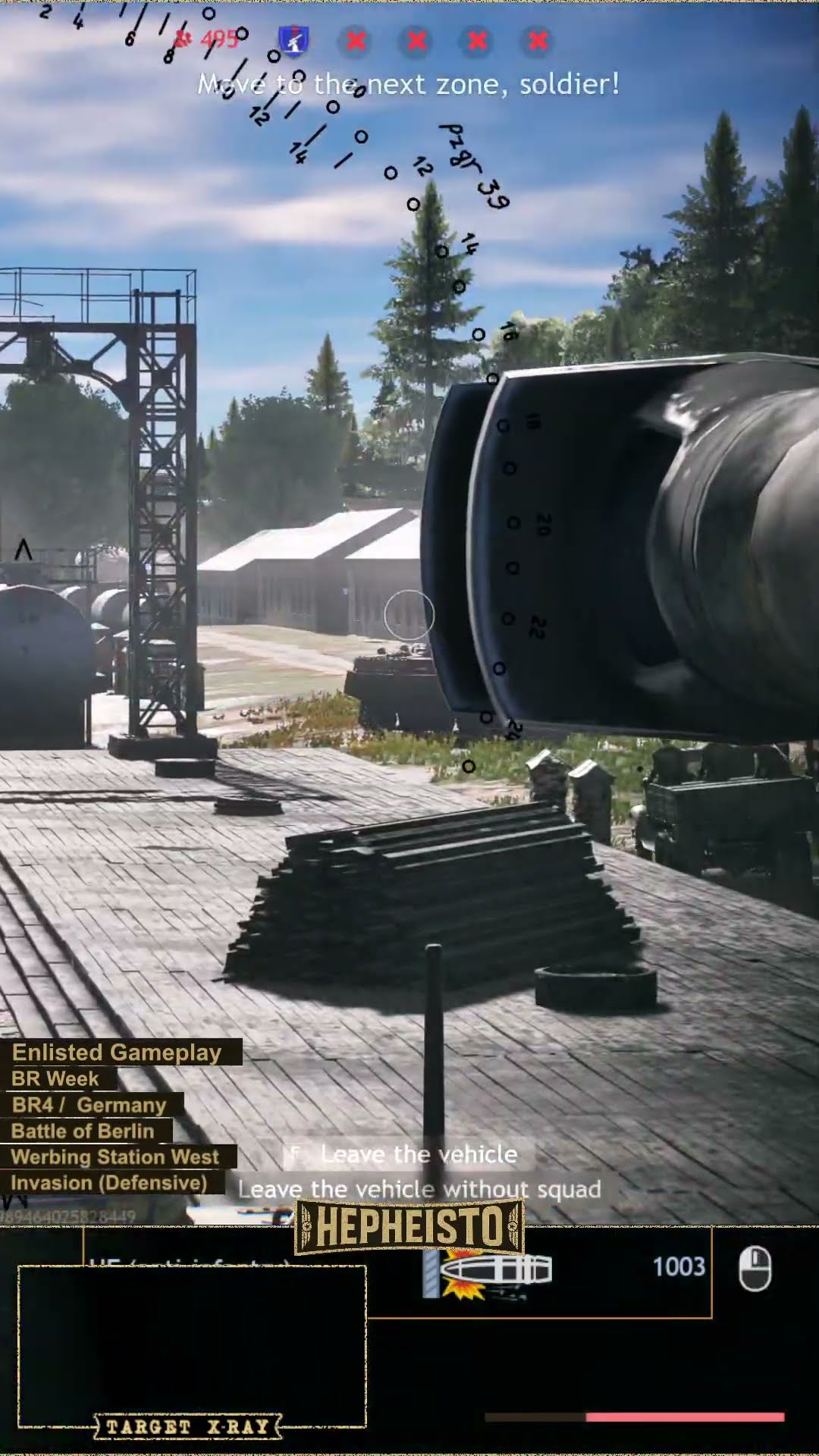 Eliminating Squad of a APC from a Train Cannon Carriage with a 105mm HE Howitzer Cannon