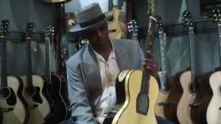 Eric Bibb plays the Michael Dunn Bugatti Guitar at Bluedog Guitars