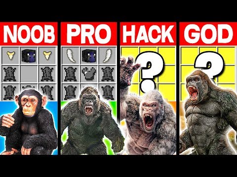 NOOB vs PRO vs HACKER vs GOD: KING KONG MONSTER CRAFTING CHALLENGE in Minecraft - Animation