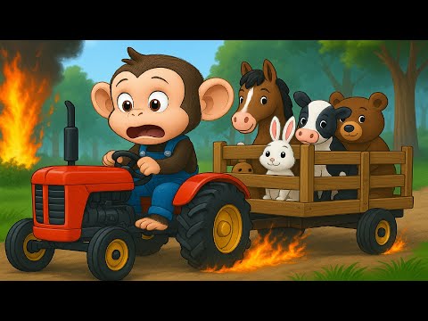 Fire Incident, The Intelligent Monkey Farmer Saves Animals from Forest Fire - Farm Work | Cobby Farm