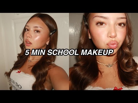 “5 MINUTE” MAKEUP for SCHOOL!! *easy* *long lasting* *glowy*