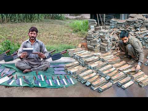 The Process of Making Butcher Meat Cleaver Knife from Rusted Railroad Steel Track