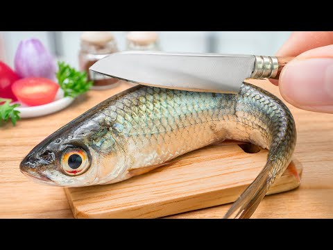 Yummy Miniature Blooming Fish Fried Recipe 🐟 Cooking Mini Food In Miniature Kitchen - ASMR Video