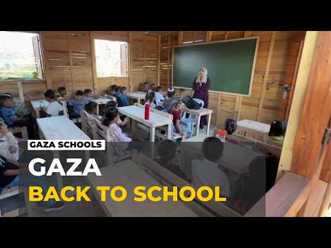 Students return to schools in Gaza: Aid pallets turned into makeshift classrooms