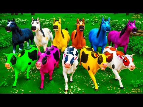Colorful Cows vs Horses Transformation: Magical Super Cows Epic Counter! Animals Cartoon