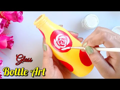 Rose Painting On Bottle | Easy Bottle Art using finger | New Bottle Decoration Ideas for Beginners