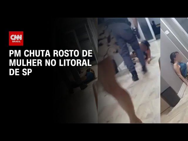 PM dá chute no rosto de mulher caída no litoral paulista | AGORA CNN