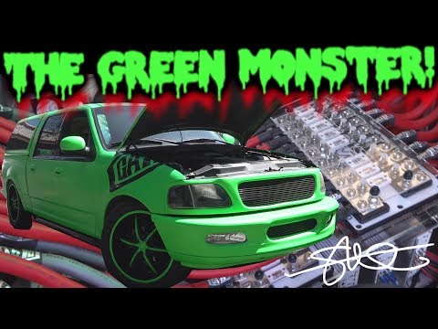The Green Monster 30,000 WATT BASS Demo - 6 18" B2 Audio Subwoofers 16HZ Ultra LOWS