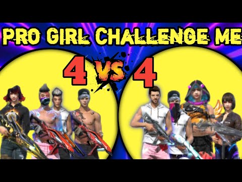 Random Pro Girl Challenge Me 😂 || 4 Vs 4 || Clash Squad Custom Room || 12 Kill || Garena Free Fire 🔥