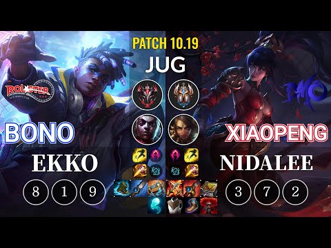 KT Bono Ekko vs DMO Xiaopeng Nidalee Jungle - KR Patch 10.19