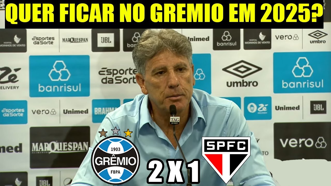 Entrevista coletiva Renato Gaúcho após Grêmio 2x1 São Paulo
