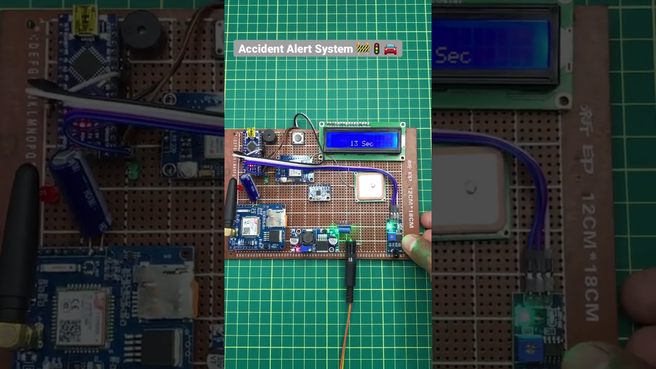 Arduino Accident Alert System | Arduino Vehicle Automation | Arduino GSM Module Code | Arduino LCD