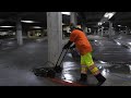 Pressure washing the parking garage at Parkway Place Mall in Huntsville, Alabama.