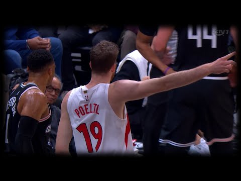 Jakob Poeltl Swats Russell Westbrook - Raptors vs Clippers | March 8, 2023