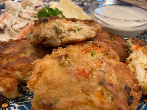 How to make Crab Cakes with Cucumber Dill Sauce, and Homemade Coleslaw